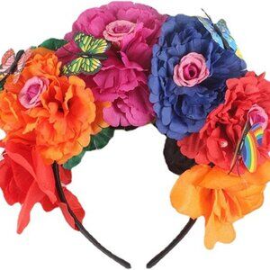 Mexican Flower Crown Headband Women's Festival Halloween Party Accessory